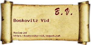 Boskovitz Vid névjegykártya